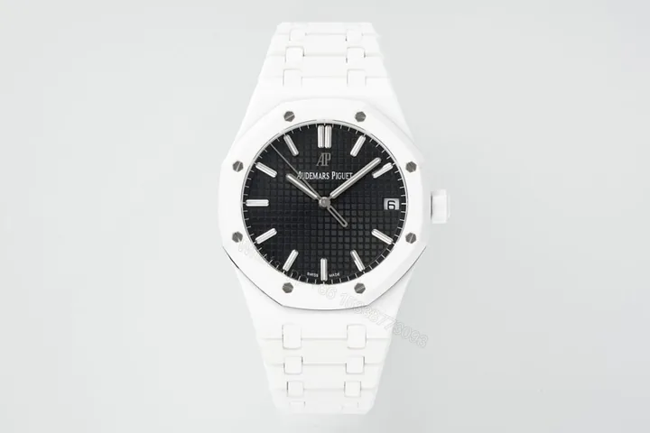 View 1 of Royal Oak 41mm 15500 White Ceramic/Cer Black Dial APSF A4302 Super Clone