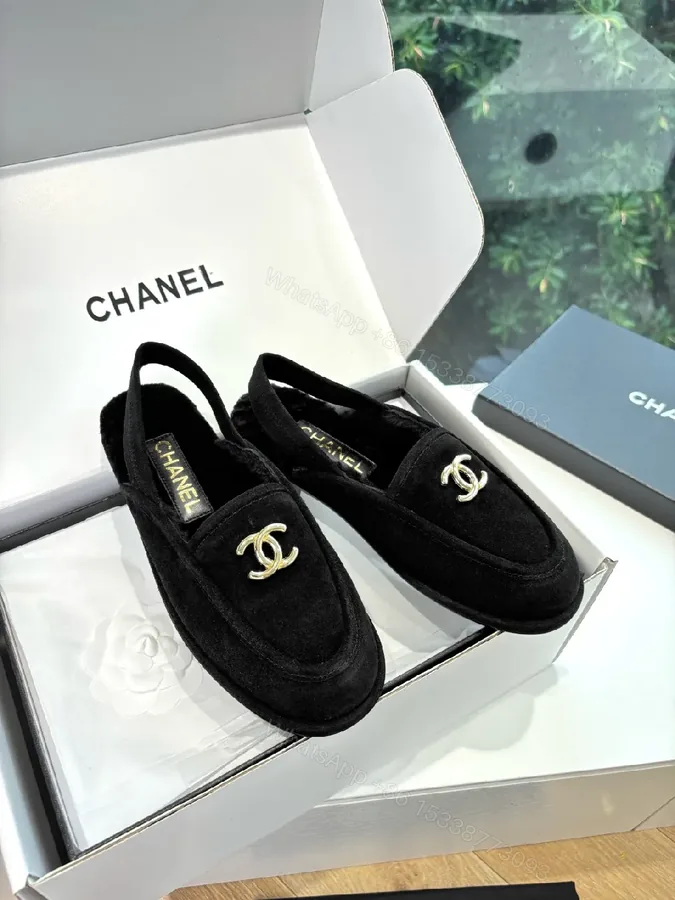 View 1 of Black Suede Loafers with Gold Logo Hardware