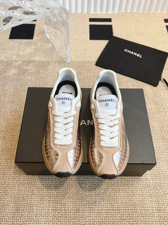 View 1 of Chanel-Inspired Suede & Metallic Mesh Sneakers
