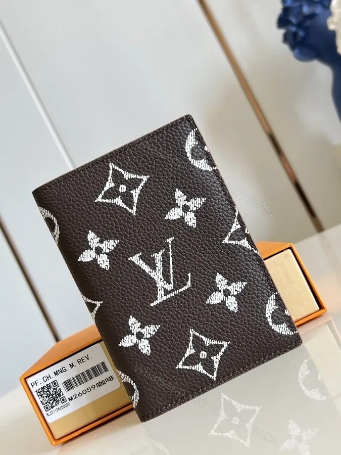 View 1 of Brown Canvas Monogram Wallet — Ultra-Slim, Card-Slot