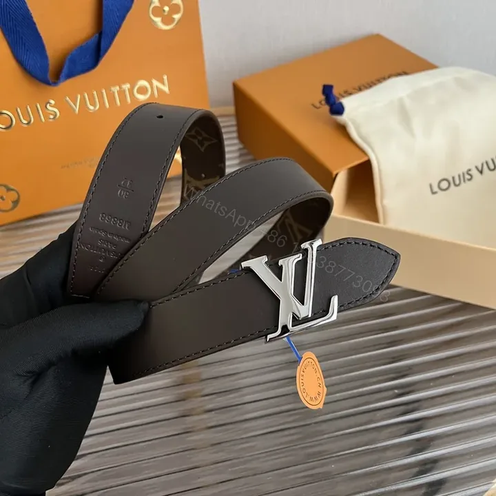 View 1 of Black Leather LV Belt + Silver Logo Buckle + Modern Minimalist + Premium Craftsmanship + Belt