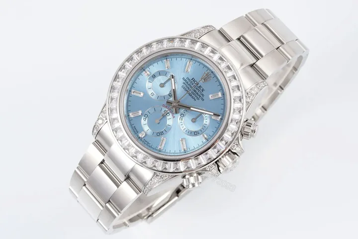 View 1 of Best Rolex Daytona Ice Blue Diamond replica 40MM Oyster Bracelet Edition RLX-DAYTONA-ICEBLUE-DIAMOND-40MM-OYSTER-BRACELET