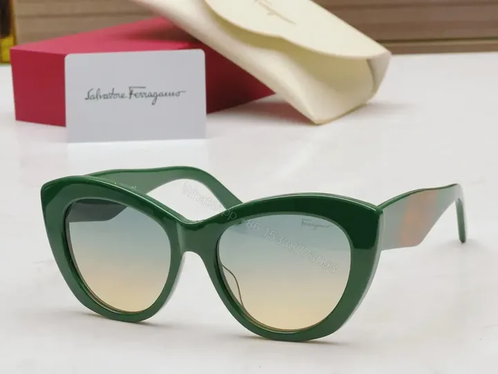 View 1 of Emerald Green Cat-Eye Sunglasses â€“ Luxury Acetate, UV400 Protection