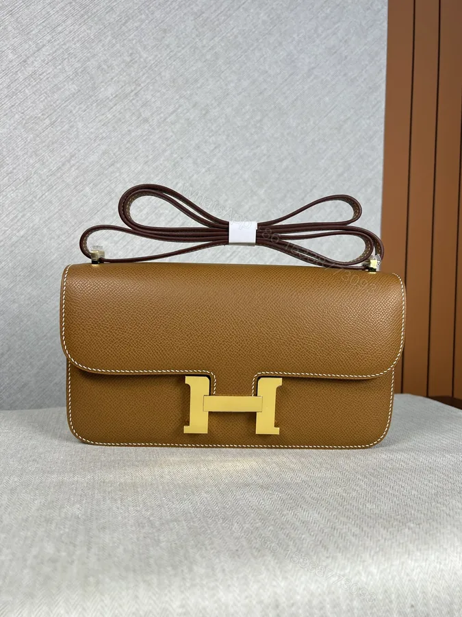 View 1 of Hermes Constance 高仿棕色Epsom皮H扣包肩背斜背包