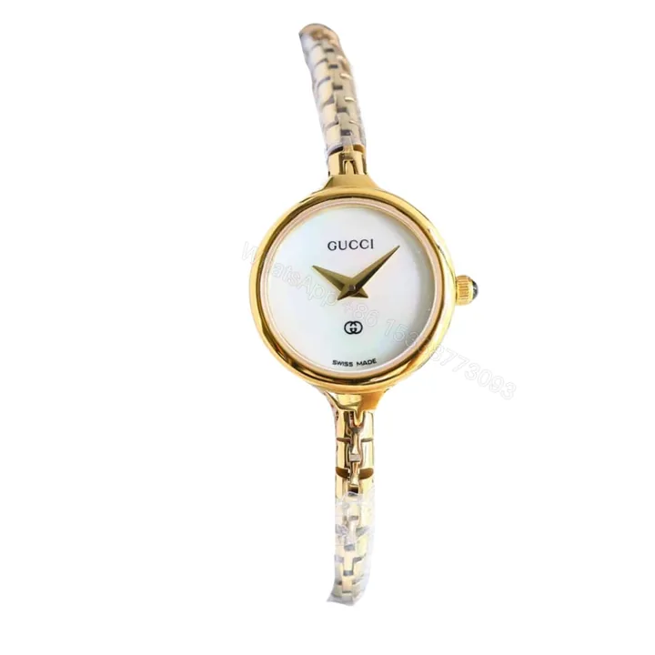 View 1 of Gucci Ladies Watch Round Case With Slim Dial Gold In White 22Mm