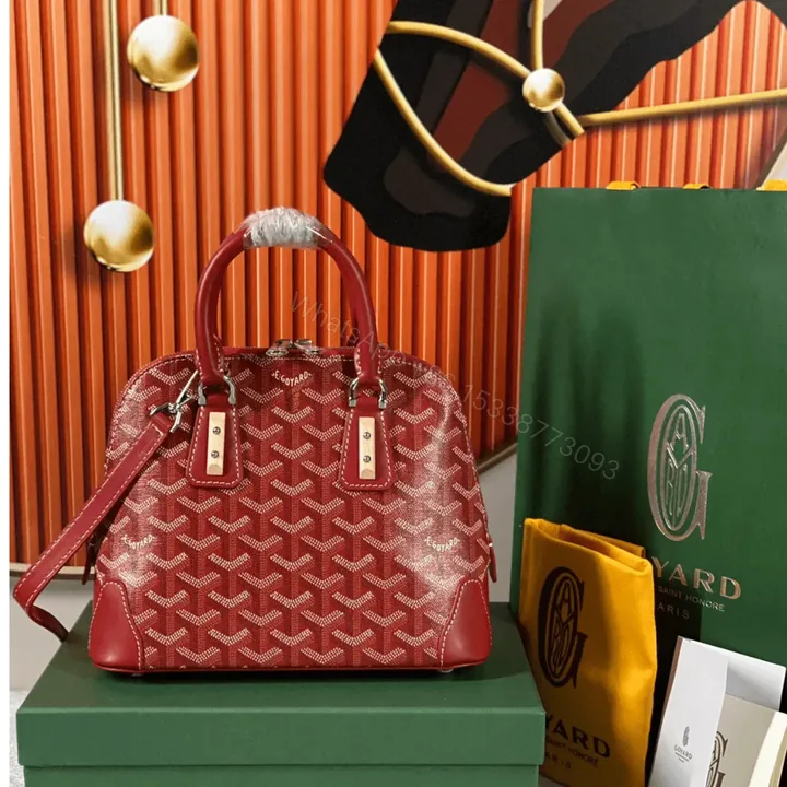 View 1 of Goyard Alma Vedome Red Super Quality Handbag With Fabric Wrapped Leather Strap 24cm