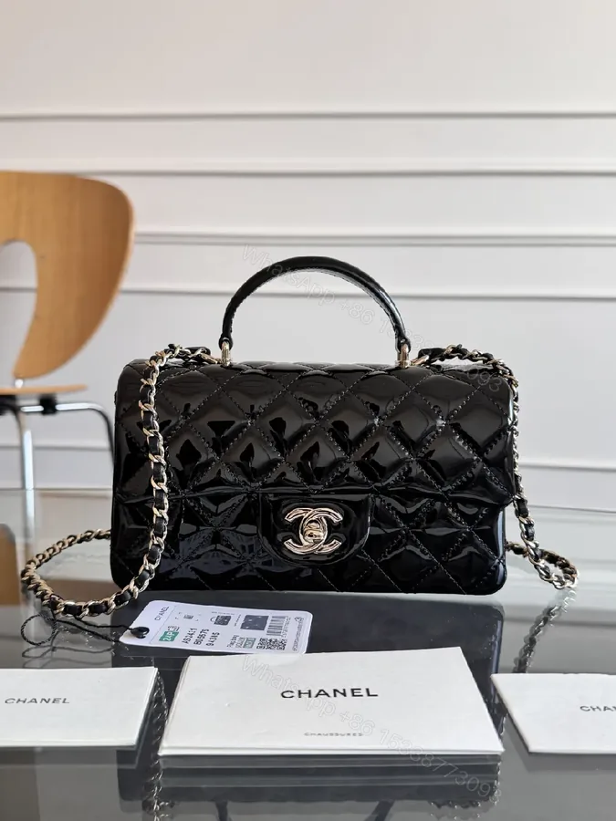 View 1 of Black Velvet Quilted Bag - Chanel-Inspired Flap Handbag