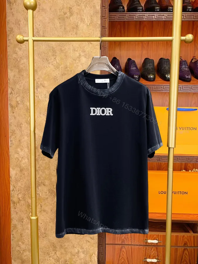 View 1 of Dior A貨短袖T恤 做舊拼接邊設計字母款潮流款