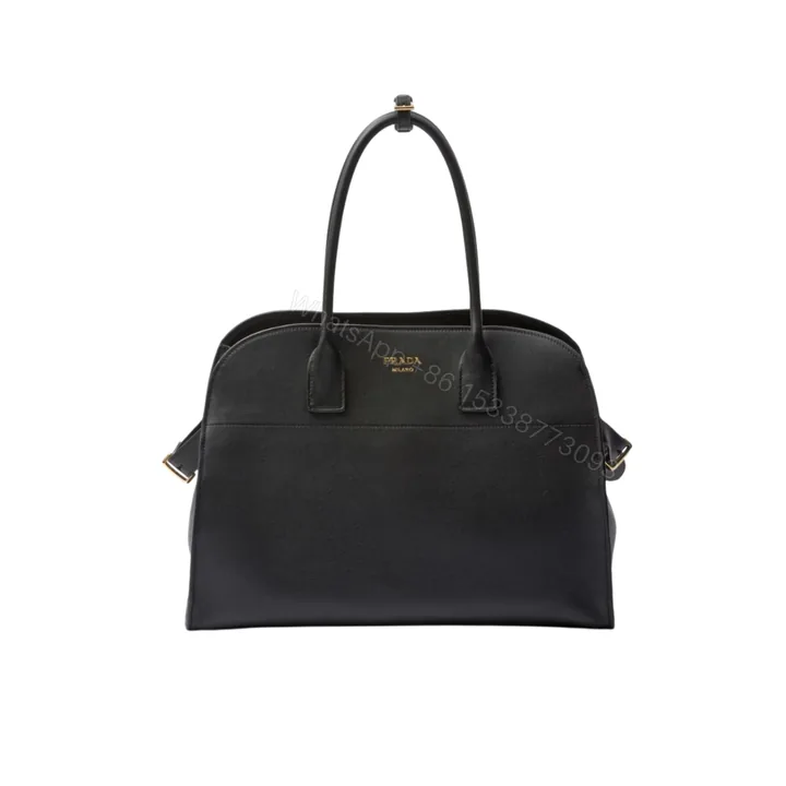 View 1 of PRADA LARGE TOTE BAG WITH BUCKLES BLACK 32CM