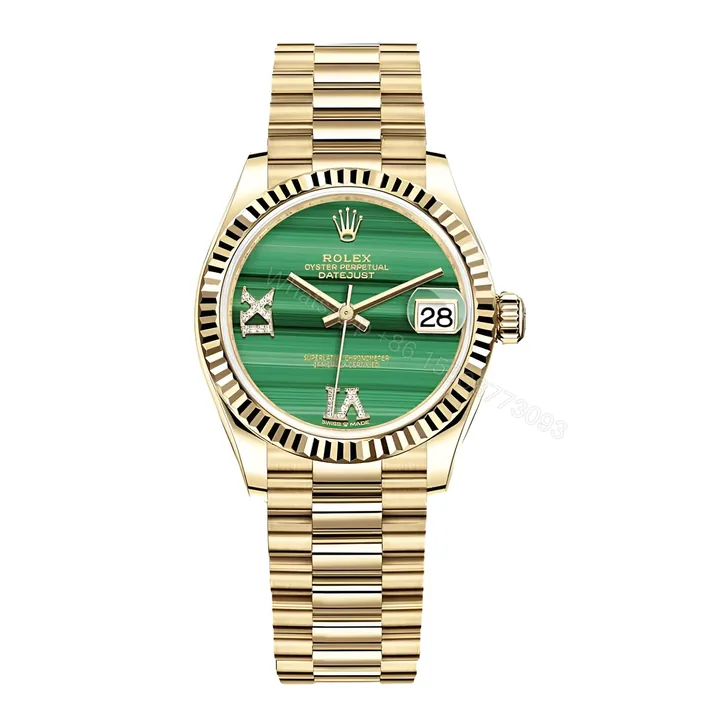 View 1 of Rolex Datejust Gold Green Dial Replica