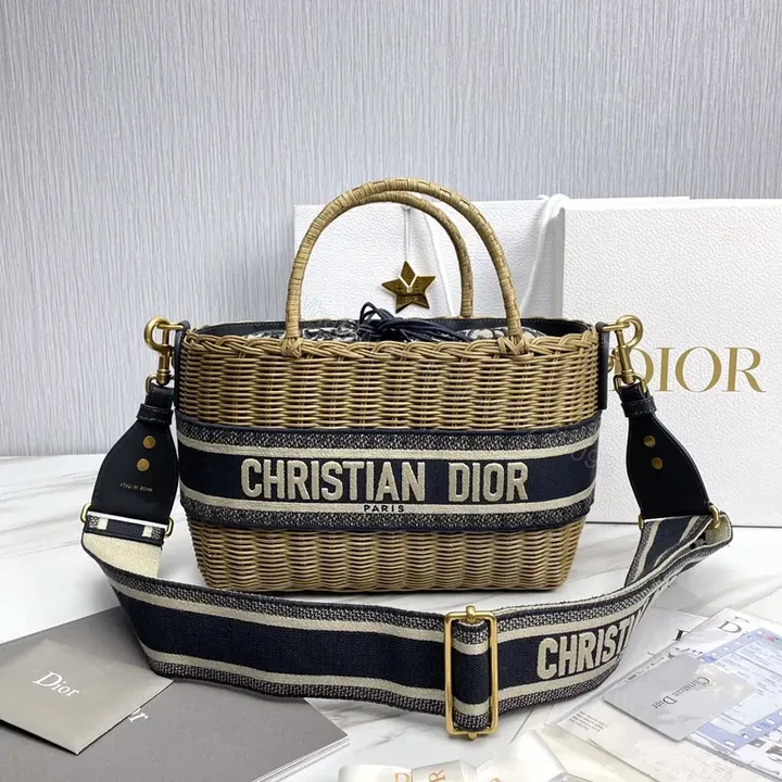View 1 of Woven Carryall: Dior Stripe Luxe Everyday Tote