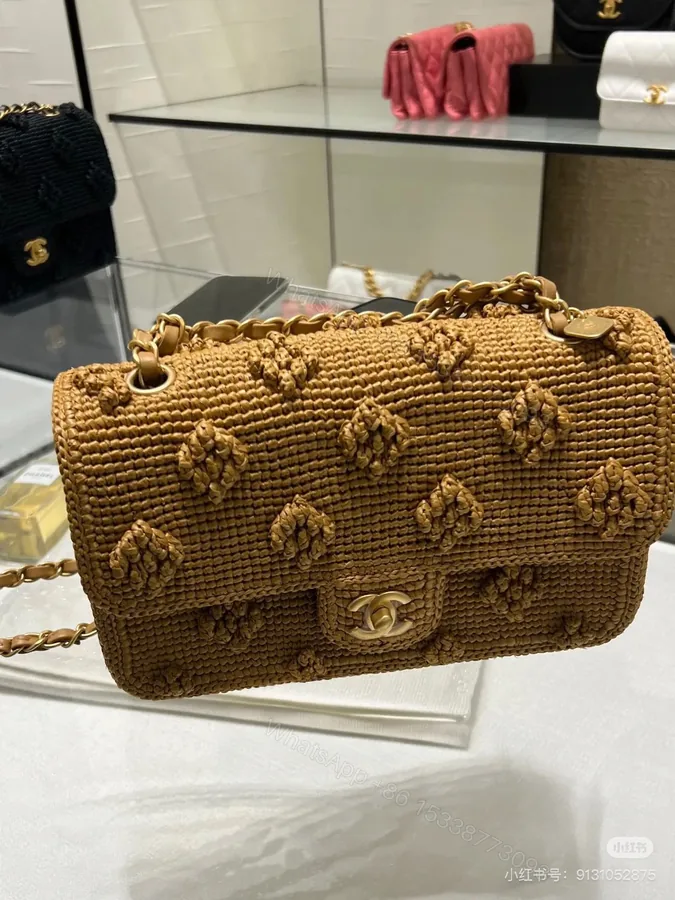 View 1 of Chanel A貨焦糖棕針織鏈條包 經典質感設計 通勤百搭精品女包