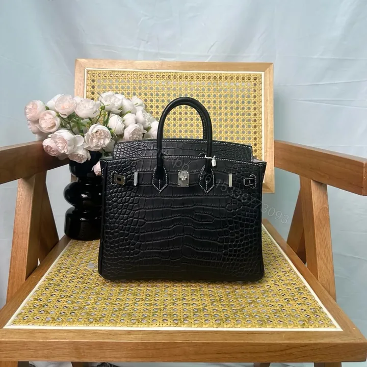 View 1 of Hermes Birkin 25cm Black Crocodile Leather Silver Hardware