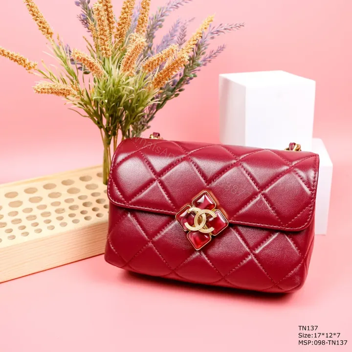 View 1 of Chanel Woman’s Red High Best Quality Handbag Lock With Stone 17x12x7cm