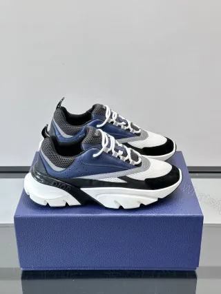 View 1 of Dior B22 sneakers in blue technical mesh and silver-tone smooth calfskin