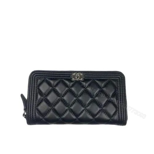 View 1 of Chanel Boy Long Zipped Wallet Black 19.4Cm