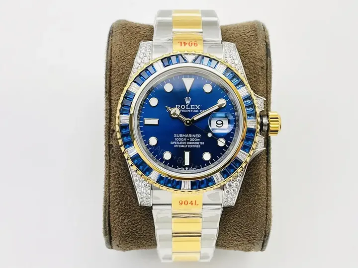 View 1 of Fake Rolex Submariner Blue Diamond Best Oyster Bracelet 40MM ROLEX-SUB-BLU-DIA-40