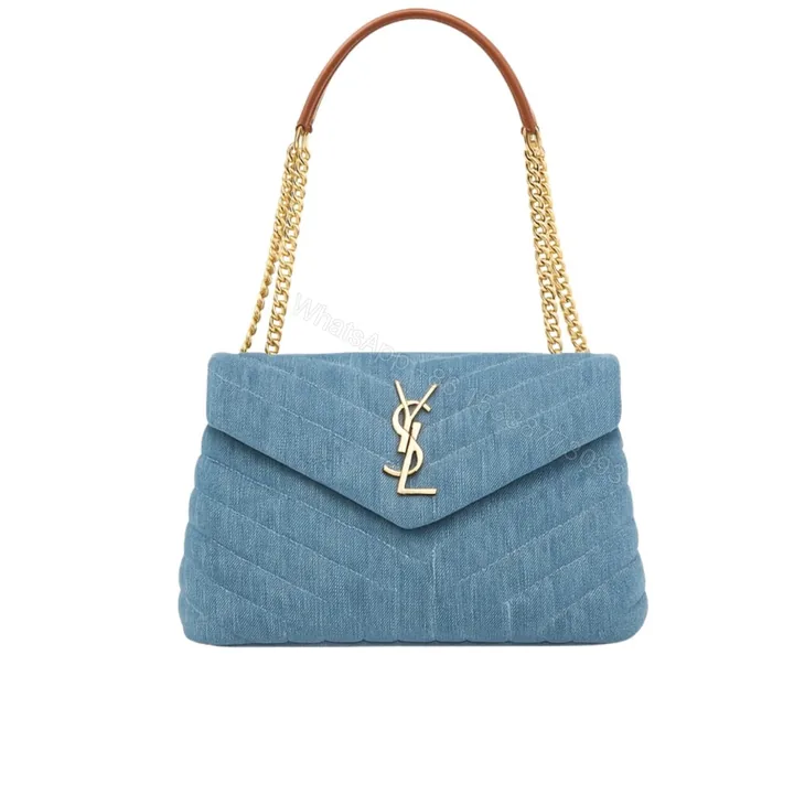 View 1 of Saint Laurent Loulou Small Chain Bag In Quilted Y Denim Blue 25Cm