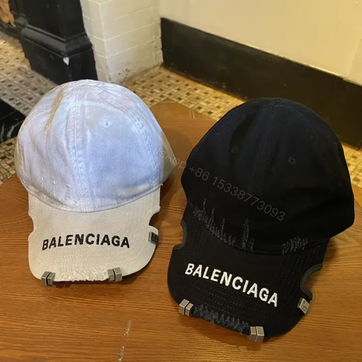 View 1 of Two-Tone Denim-Style Cap with Balenciaga Logo