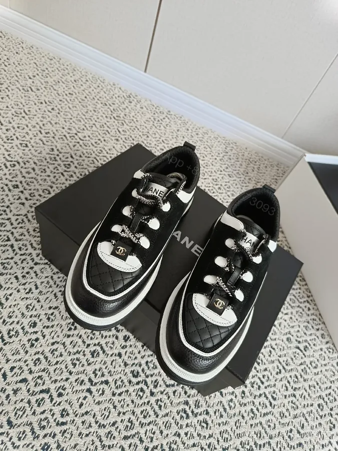 View 1 of Quilted Black-White Luxe Sneaker: Designer-Detail Charm