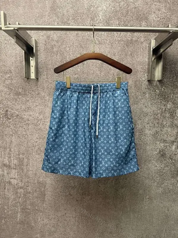 View 1 of Blue Patterned Swim Shorts - Luxury, Quick-Dry, Adjustable Waist