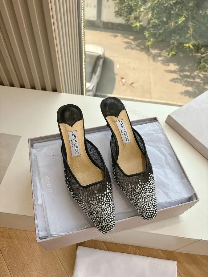 View 1 of Elegant Crystal-Embellished Slip-Ons: Luxe Comfort Mule