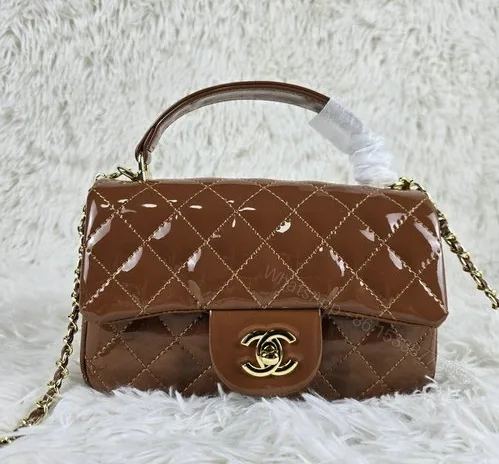 View 1 of Chanel Classic Flap Bag With Top Handle Brown B67890