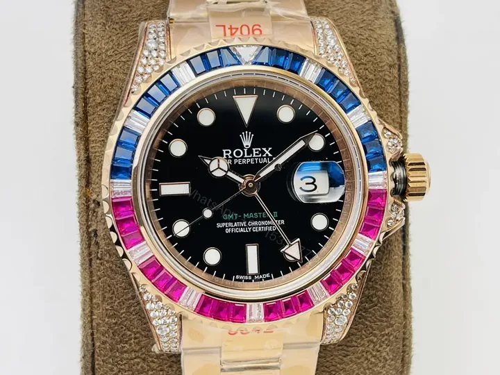 View 1 of Fake Rolex GMT Master II Yellow Gold Best Oyster Bracelet 40MM 116748SARU