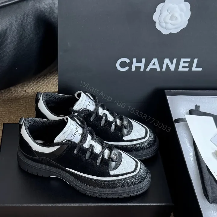 View 1 of Black & White Leather Knit Low-Top Sneakers: Couture-Contrast Comfort