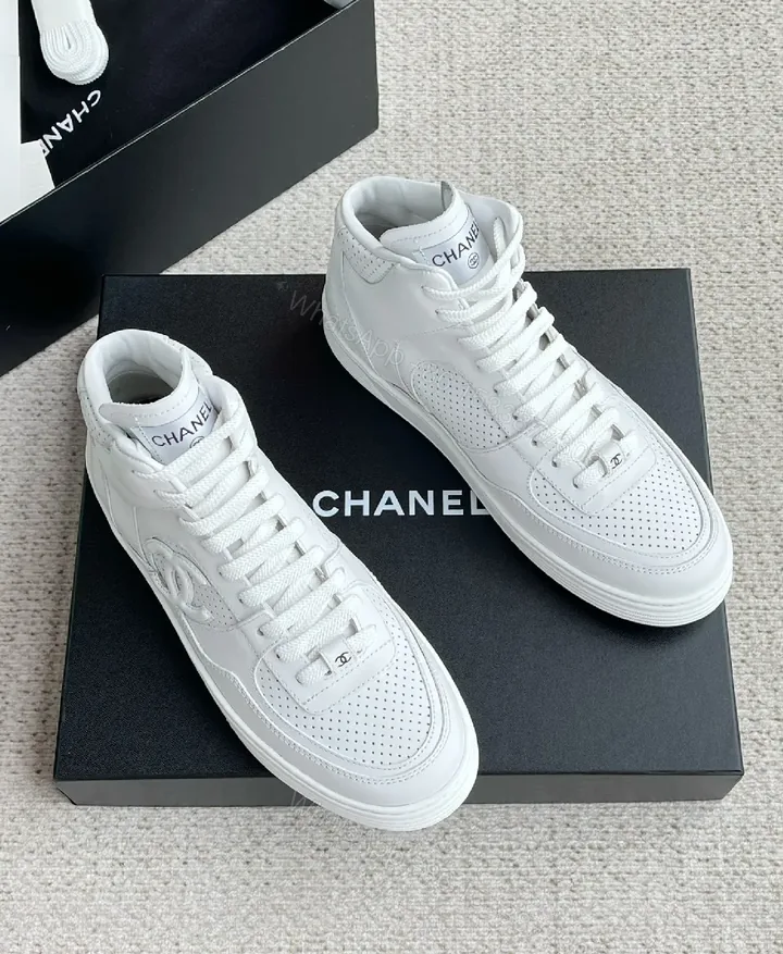 View 1 of Minimal White High-Top Sneaker: Luxury Everyday Comfort