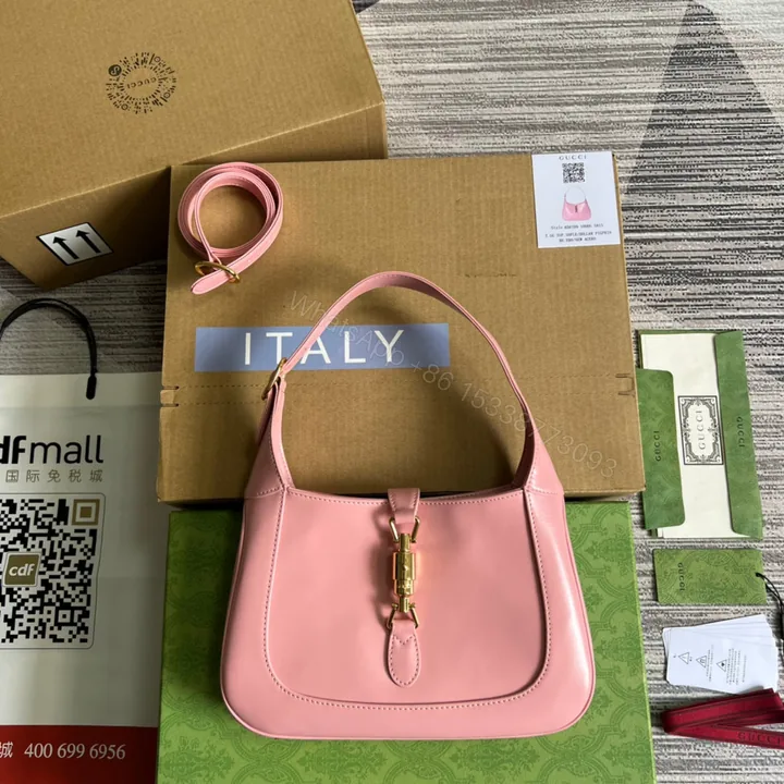 View 1 of GG JACKIE SMALL 28 SHOULDER BAG IN PINK PASTEL CALFSKIN