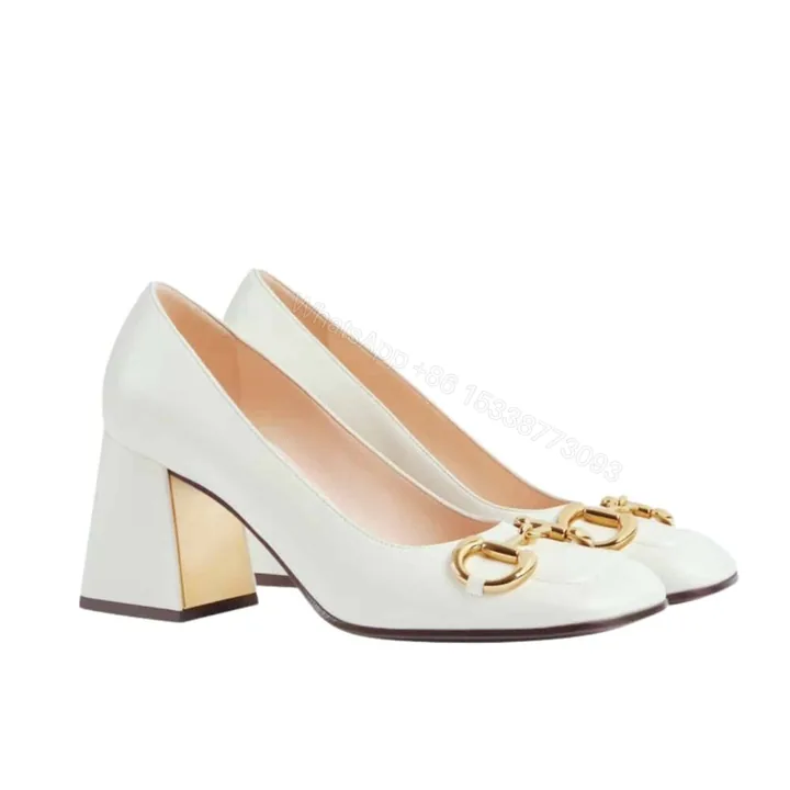 View 1 of Gucci Women’S Mid Heel Pump With Horsebit White