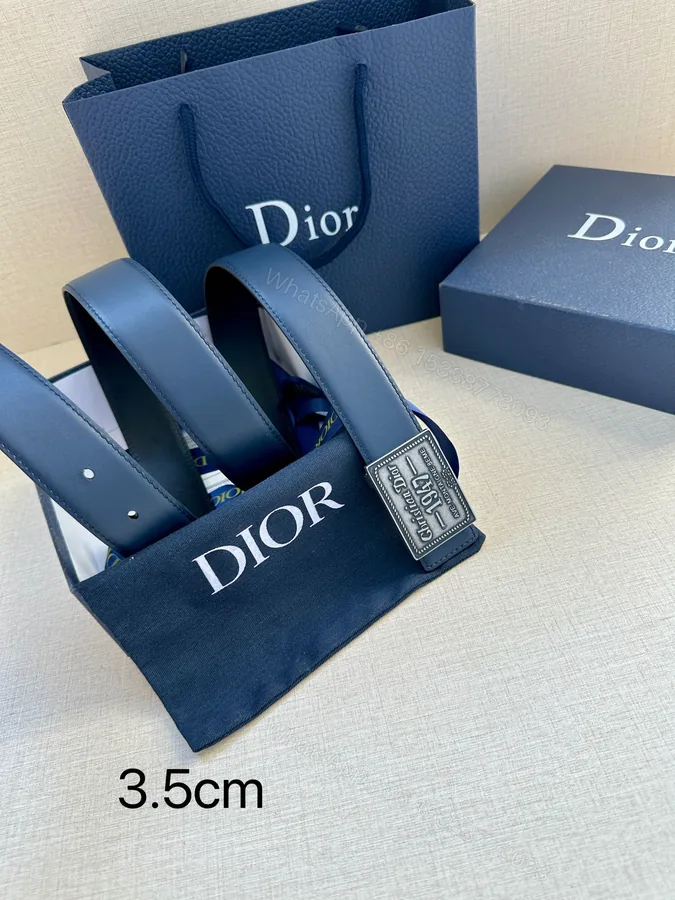 View 1 of Dior 一比一男士經典復古皮帶 1947標牌深藍款