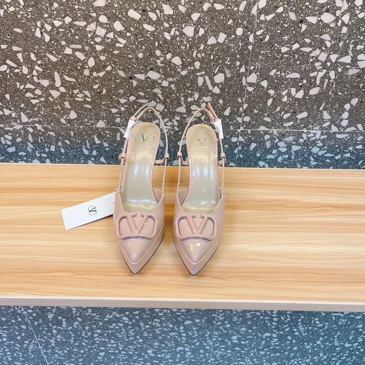 View 1 of Valentino Women Nude Patent Leather Slingback Pumps