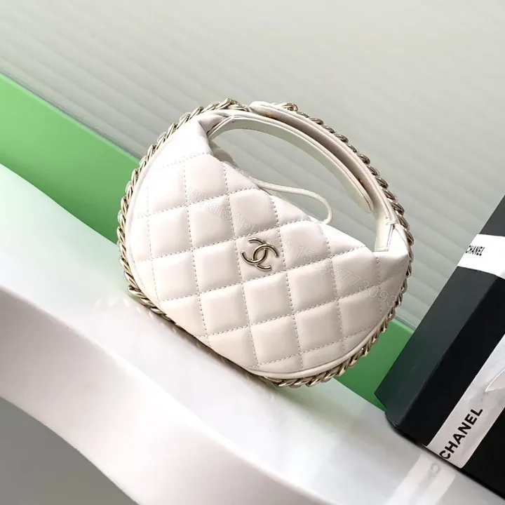 View 1 of CHANEL 23C white hula hoop clutch