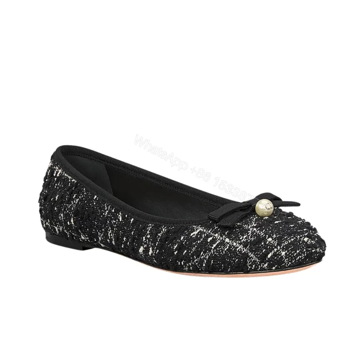 View 1 of DIOR BALLET FLAT CANNAGE TWEED BLACK AND WHITE KCB900CTG S17X
