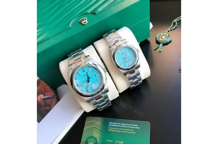 View 1 of Replica Rolex Oyster Perpetual SS/SS Tiffany Blue/Stk 31/41 mm