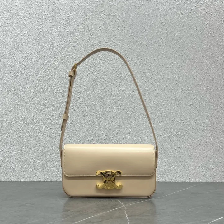 View 1 of Celine Triomphe Handbag Replica Milky White Super Smooth Leather 20x12cm