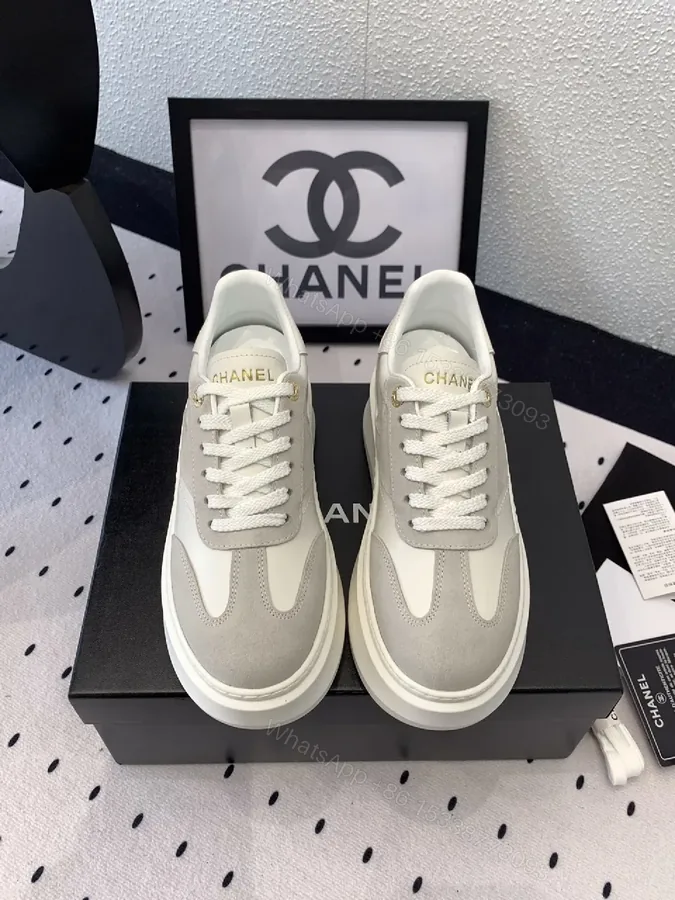 View 1 of White & Grey Luxe Leather High-Tops: Subtle Branding Sneakers