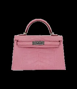 View 1 of Hermès Mini Kelly II Bubblegum Matte Alligator Palladium Hardware