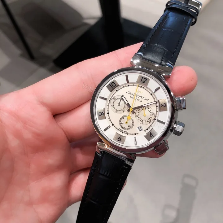 View 1 of LV A貨男款白面三眼計時腕錶 金針設計經典風格