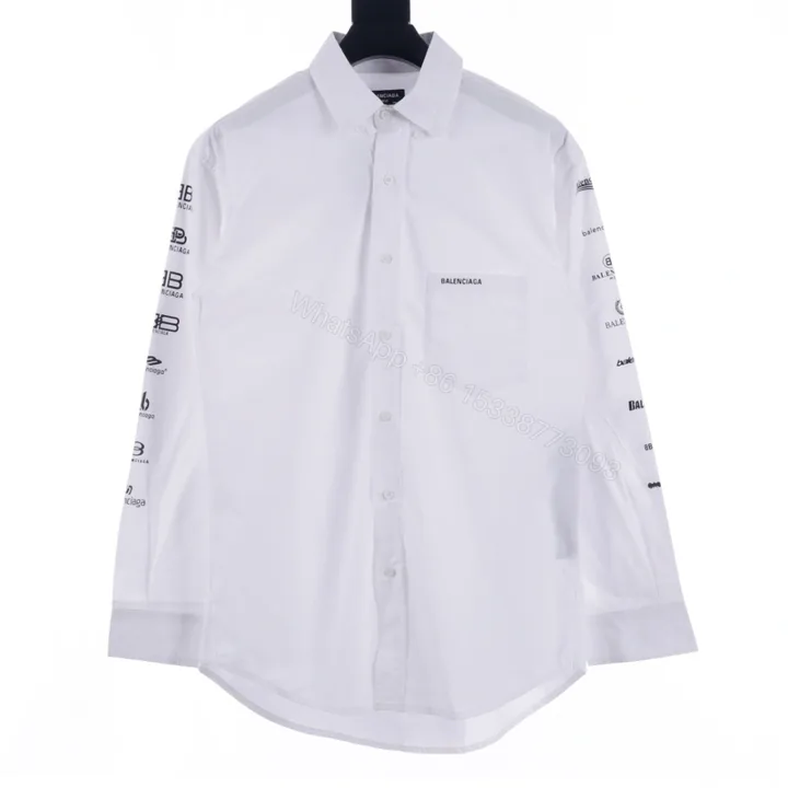 View 1 of 高仿Balenciaga*SS24系列725377歷代LOGO襯衫白色