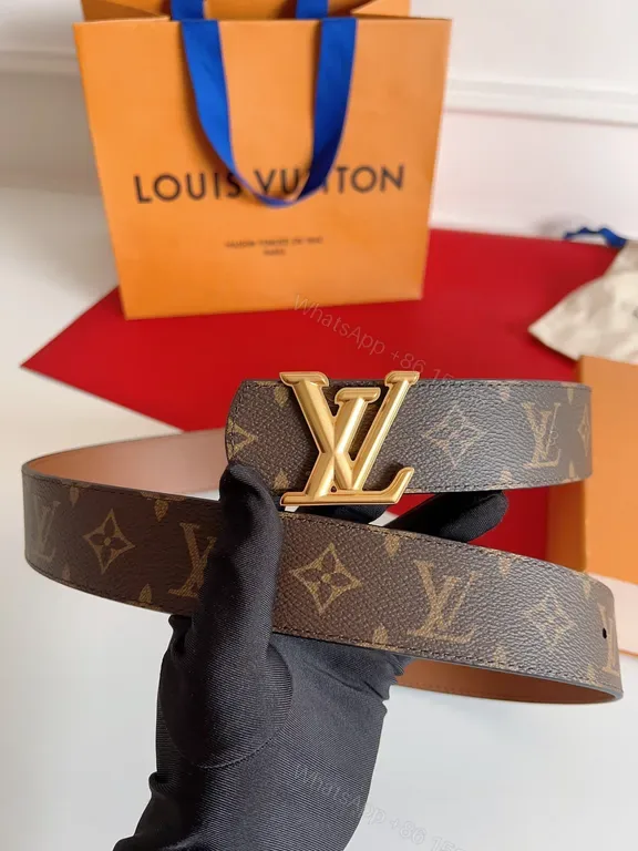 View 1 of Lux Monogram Belt with Gold Buckle â€” Luxury Everyday Accessory