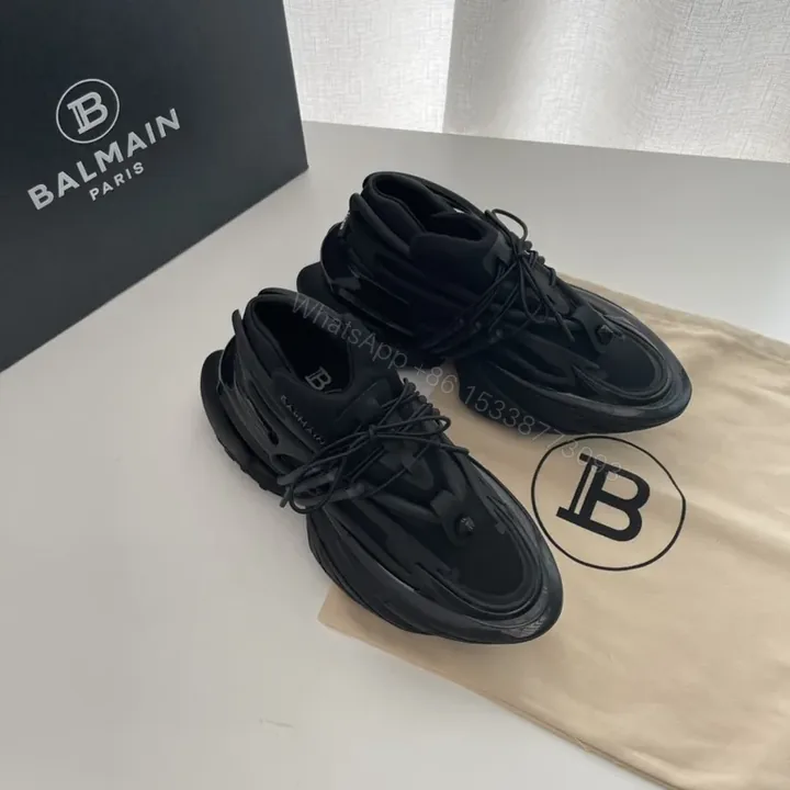 View 1 of Bold Black Balmain High-Top Sneakers: Sculpted Comfort