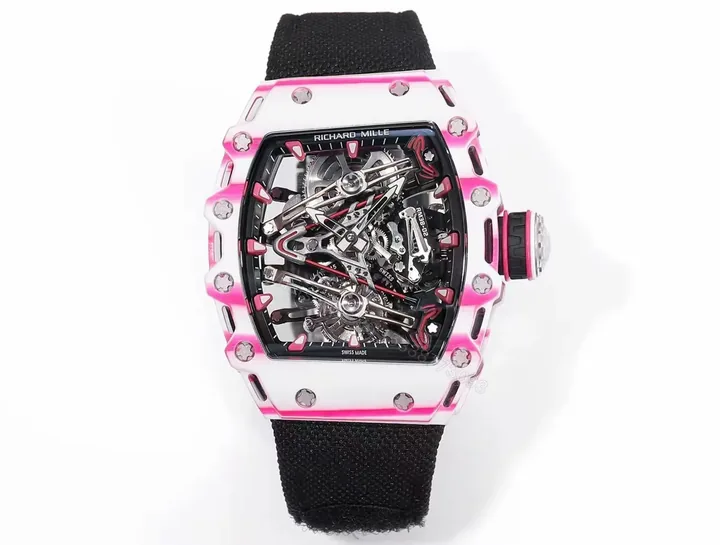 View 1 of Richard Mille RM38-02 Tourbillon Bubba Watson Watch Quartz Carbon Fiber Skeleton Dial 10000G Shock Resistant Manual Winding Movement RM38-02-BW-QCF-T100