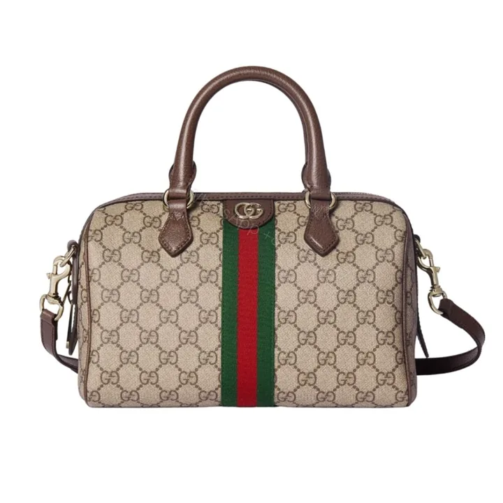 View 1 of Gucci Ophidia Gucci Small Boston Bag Beige And Dark Brown GG Monogram 22Cm 772053 96IWG 8745