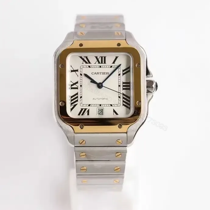 View 1 of Cartier super clone Santos White Dial Two-Tone Bracelet Premium 40MM RG-CARTIER-SANTOS-WHT-TT-BRC-40