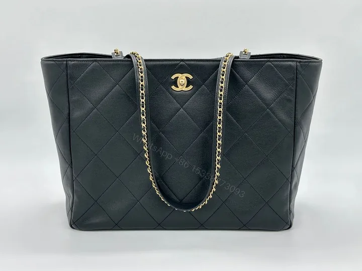 View 1 of Chanel Small Shopping Tote 22B Black Calfskin