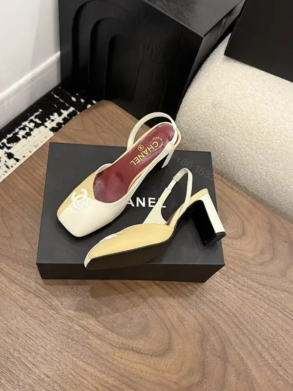 View 1 of Two-Tone Slingbacks: Luxe Leather, Sculpted Heel, Pointed Toe