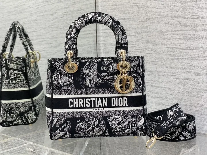 View 1 of Monochrome Jacquard Tote: Dior-Inspired Luxury Carryall
